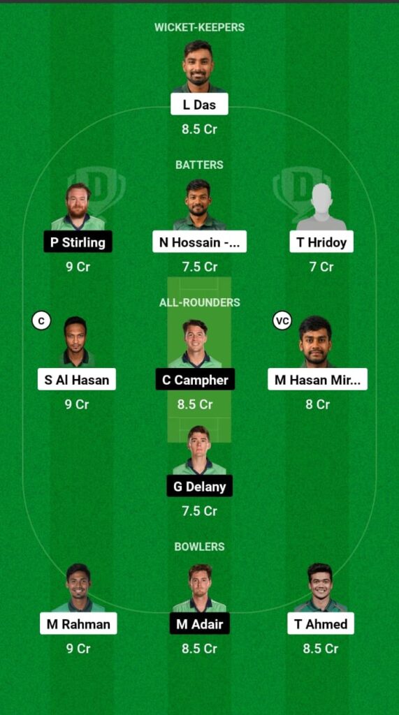 BAN vs IRE Dream11 Prediction, Fantasy Cricket Tips, Playing XI, Pitch Report & Player Record of Ireland tour of Bangladesh, 2023 For 1st T20I