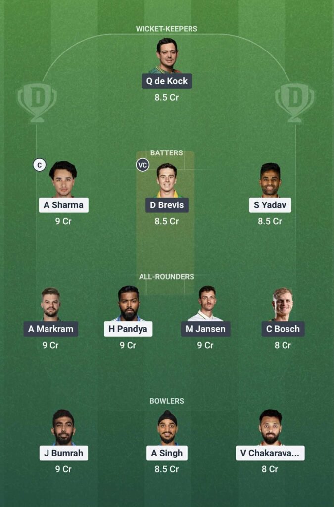 IND VS SA DREAM 11 H2H TEAM