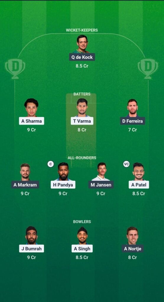 IND VS SA 3RD T20I DREAM 11 TEAM