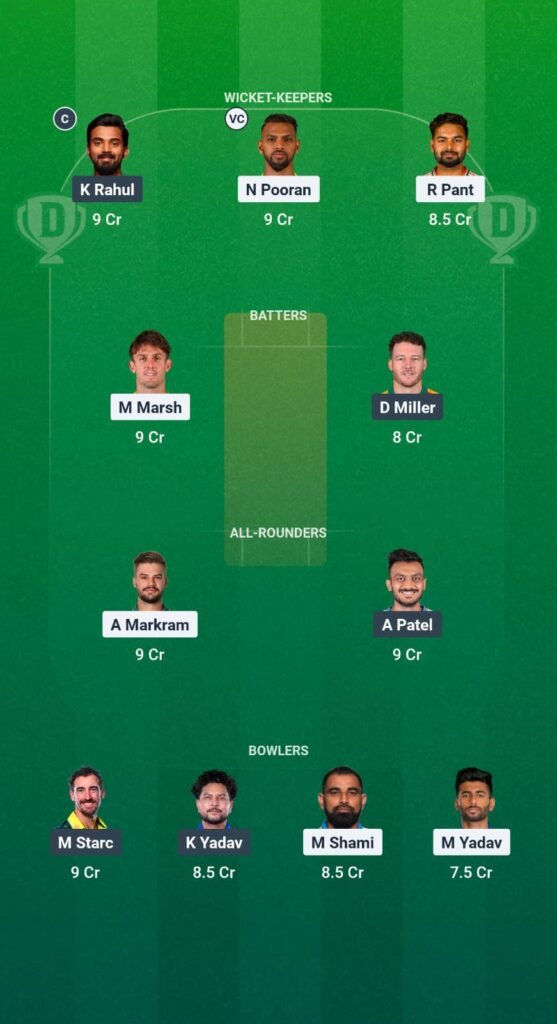 LSG vs DC Dream11 Prediction Team